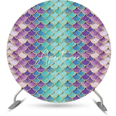 Aperturee - Fish Scales Gradient Mermaid Round Birthday Backdrop